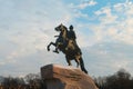 RUSSIA, SAINT PETERSBURG - NOVEMBER 26, 2022: Bronze horseman, monument to Emperor Peter the Great Royalty Free Stock Photo