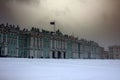 Dvortsovaya square knee-deep snow in a storm