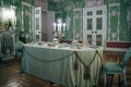 Russia. Saint Petersburg. Tsarskoe selo. July 2021. Interior of the Catherine Palace. Green dining room