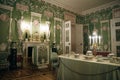Russia. Saint Petersburg. Tsarskoe selo. July 2021. Interior of the Catherine Palace. Green dining room