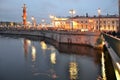 Russia, Saint-Petersburg. View of Vasilyevsky Descent from the Neva River Embankment