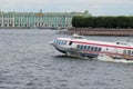 Russia Saint Petersburg 06.08.2020 year tour boat with passengers on the river Neva Royalty Free Stock Photo