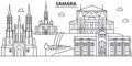 Russia, Samara architecture line skyline illustration. Linear vector cityscape with famous landmarks, city sights