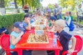 Children play chess in the park