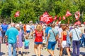 Russian citizens at a rally against raising the retirement age.