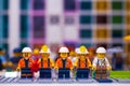 RUSSIA, SAMARA, DECEMBER 18, 2019. Constructor Lego City large team of builders - miners