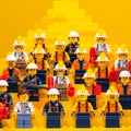 SAMARA, DECEMBER 18, 2019. Constructor Lego City large team of builders - miners