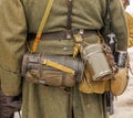 Equipment, on the belt of the Wehrmacht soldier. Historical reconstruction