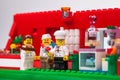 RUSSIA, SAMARA, FEBRUARY 15, 2020 - Lego City Minifigures three chefs in restaurant