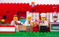 RUSSIA, SAMARA, FEBRUARY 15, 2020 - Lego City Minifigures three chefs in restaurant