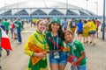 Beautiful Mexican fans in national clothes before the match Brazil Mexico for the World Cup