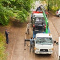 Evacuation of a car parked incorrectly