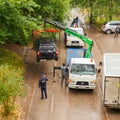 Evacuation of a car parked incorrectly