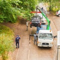 Evacuation of a car parked incorrectly