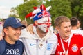 football English fan with a painted English flag on his face at the World Cup Royalty Free Stock Photo