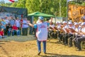 The Orchestra of the GUFSIN of Russia in the Samara Region is parading at the opening of the Grushinsky Festival