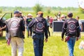 men in leather jackets with logo on the back club brothers Samara on a traditional race of heroes