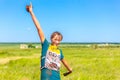 portrait of dirty beautiful girls participating in the race of heroes to overcome difficult obstacles on a summer sunny day. Royalty Free Stock Photo