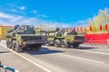 Samara, May 2018: Anti-aircraft missile system SAM S-300 parked up on the city street