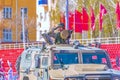 Samara, May 2018: Army special armored vehicle `Tiger` in the city