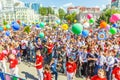 graduates of the city schools gathered on the embankment of the Volga River to celebrate the holiday Last call on a summer sunny d