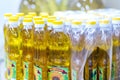 Sunflower oil in plastic bottles