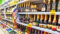 Alcoholic drinks on the shelves