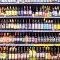 Alcoholic drinks on the shelves