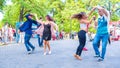 Dancing at the festival `Dance Fair` in Gagarin Park