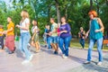 Dancing at the festival `Dance Fair` in Gagarin Park