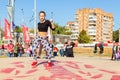 Youth street dances. A young girl performs dance moves Royalty Free Stock Photo