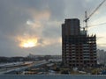 Russia saratov city building sun