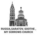 Russia,Saratov, Soothe , My Sorrows Church travel landmark vector illustration