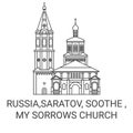 Russia,Saratov, Soothe , My Sorrows Church travel landmark vector illustration