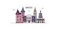 Russia, Saratov tourism landmarks, vector city travel illustration