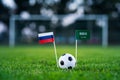 Russia - Saudi Arabia, Group A, Thursday, 14. June, Football, World Cup, Russia 2018, National Flags on green grass, white footbal