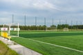 23.05.2020 Russia, Sayzovo farmstead. Soccer goal on an empty soccer field