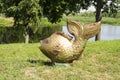 Russia. Sculpture of fabulous fish in a city park