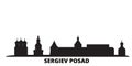 Russia, Sergiev Posad city skyline isolated vector illustration. Russia, Sergiev Posad travel black cityscape