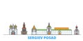 Russia, Sergiev Posad line cityscape, flat vector. Travel city landmark, oultine illustration, line world icons