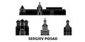 Russia, Sergiev Posad flat travel skyline set. Russia, Sergiev Posad black city vector illustration, symbol, travel