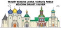 Russia , Sergiev Posad, Lavra , travel skyline vector illustration.