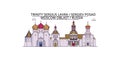 Russia, Sergiev Posad tourism landmarks, vector city travel illustration