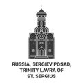 Russia, Sergiev Posad, Trinity Lavra Of St. Sergius travel landmark vector illustration