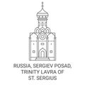 Russia, Sergiev Posad, Trinity Lavra Of St. Sergius travel landmark vector illustration