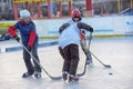 Children with hockey sticks playing hockey at the festival