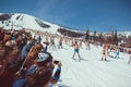 Russia, Sheregesh, - 16.04.2016: in a swimsuit on the slopes