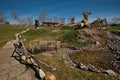 Sculptures made of wood of Altai masters in the art and ethnic Park `Legend`