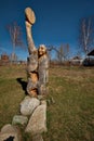 Sculptures made of wood of Altai masters in the art and ethnic Park `Legend`