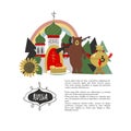Russia. Sights of Russia and symbols of the country. Vector illustration. A set of elements to create your design
